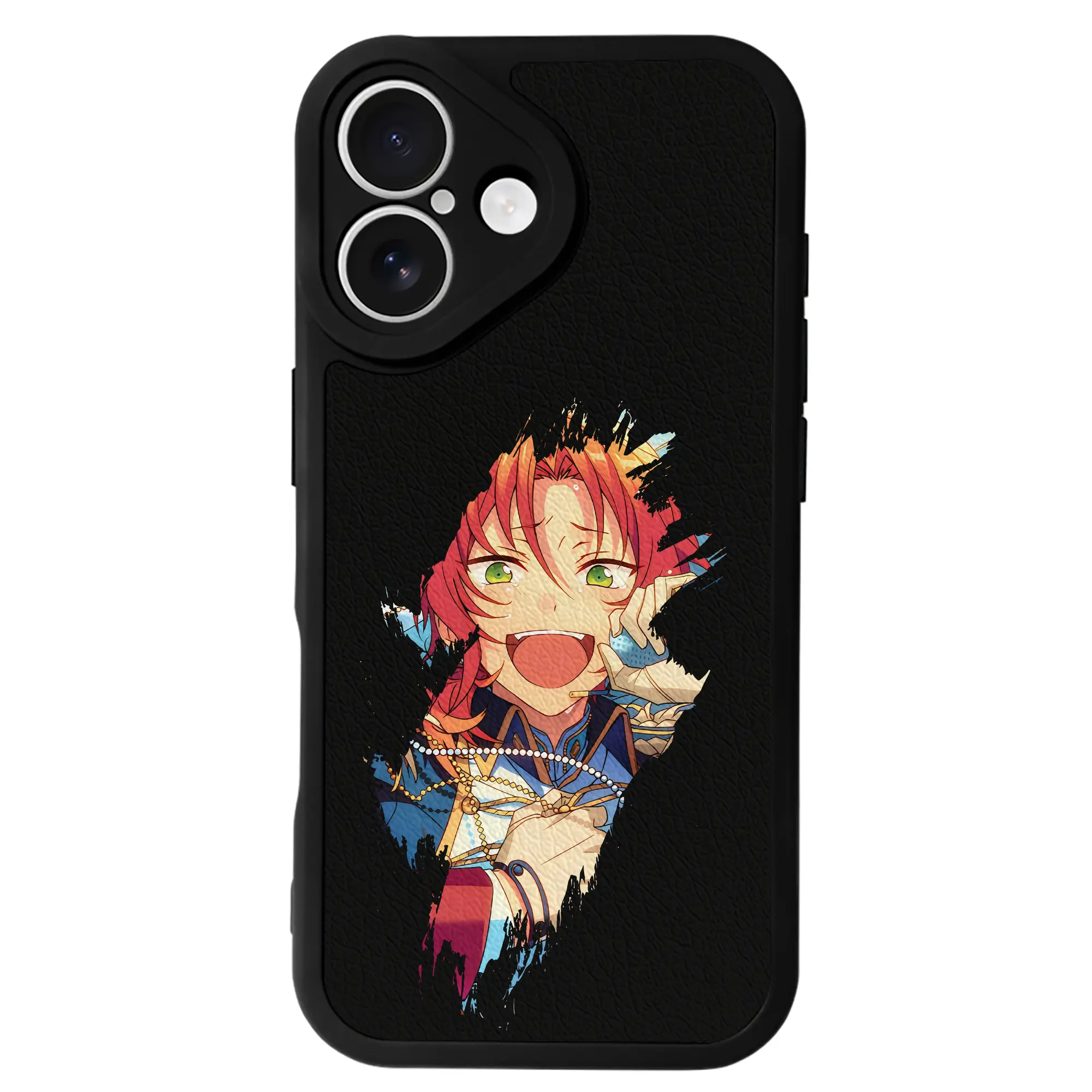 あんさん ぶる グッズ Knights 月永レオ - IPhone 16シリーズ対応 ・ シリコンスマホケース ・ レザー調 ・ 高精度フィット ・ 耐衝撃 ・ ワイヤレス充電対応 ・ 精密カット